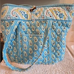 Vera Bradley Vintage Blue Paisley Quilted Tote Y2K